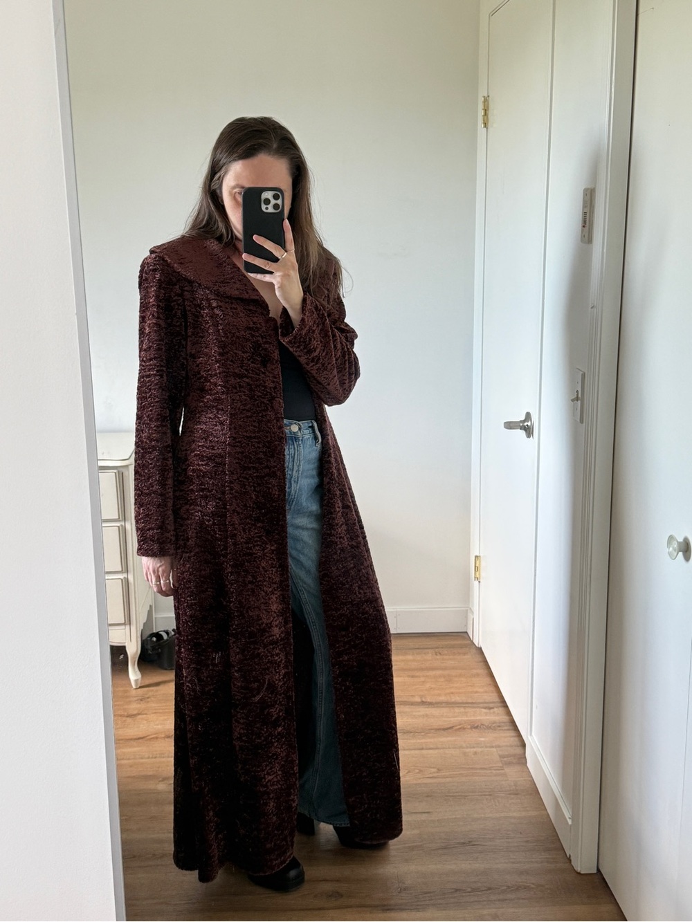 Vintage Cartise Velvet Look Coat Duster Long Sleeve Whimsigoth Witchy Goblincore